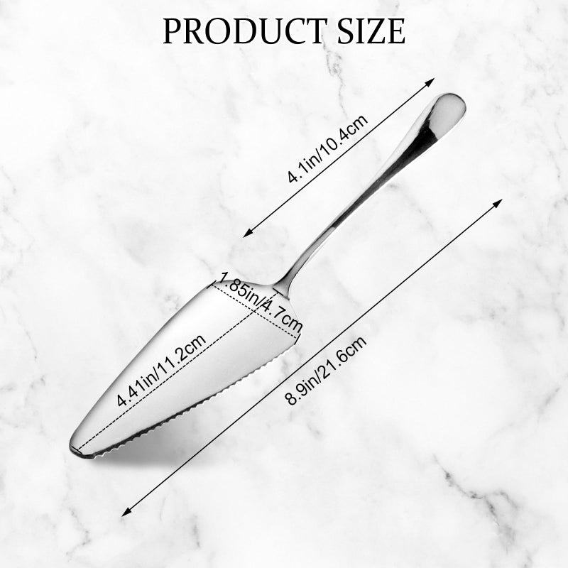 RETON 10 Pcs Stainless Steel Pie/Cake/Pizza Server Holder, Mirror Finished and One Side with Fine Serrated Edge (10 Pcs, Serrated Edge) - Image 2